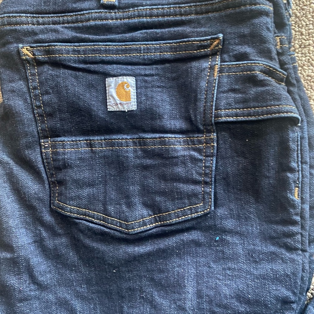 Carhartt Jeans Womens 16 Regular Fleece Lined Relaxed Fit BD5673-W Denim Pants - Picture 6 of 7